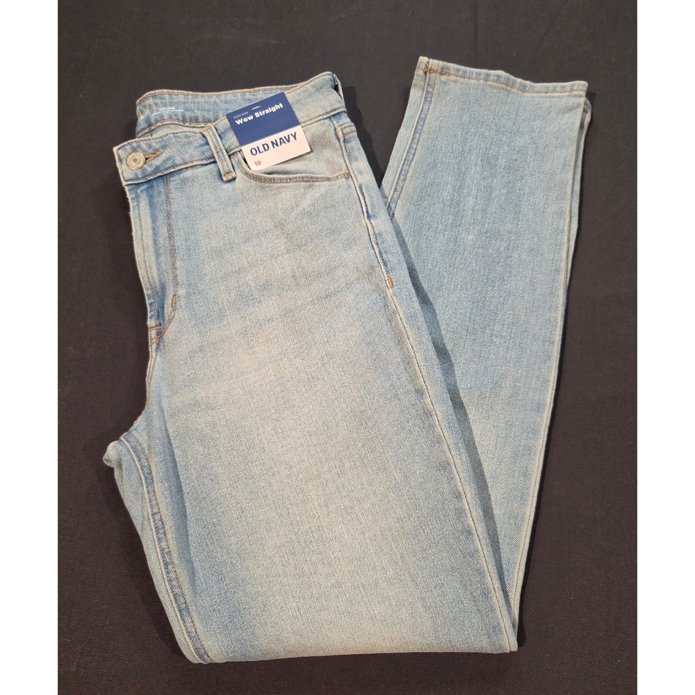 Old Navy Wow Straight High-Rise Jeans Light Wash Blue Denim Size 10 NWT